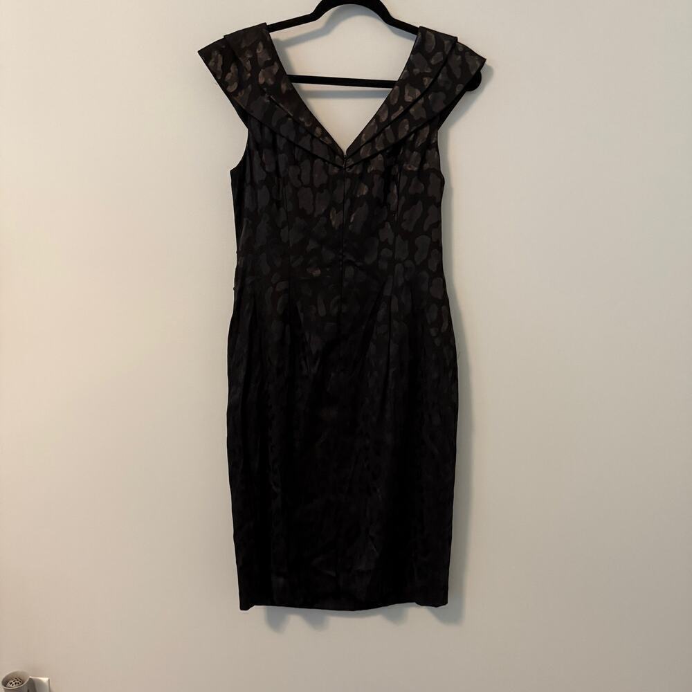 Vintage CHETTA B Evening Black Leopard Date Night Cocktail Dress Size 10